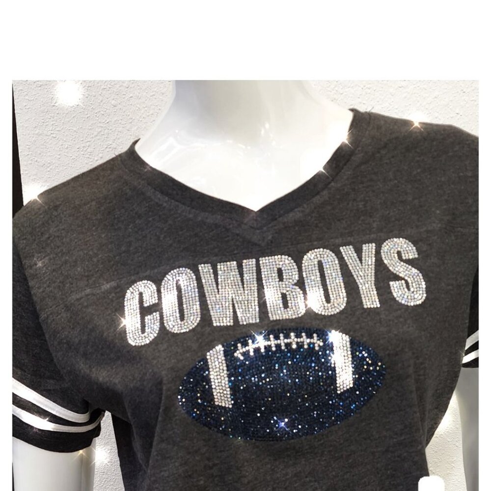 Dallas Cowboys Bling Ladies Charcoal t-shirt